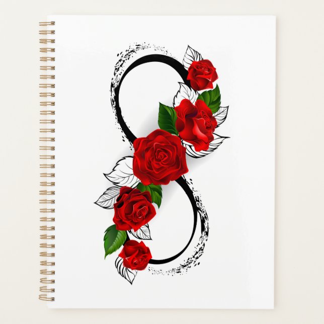 Infinity Symbol with Red Roses Planner (Front)