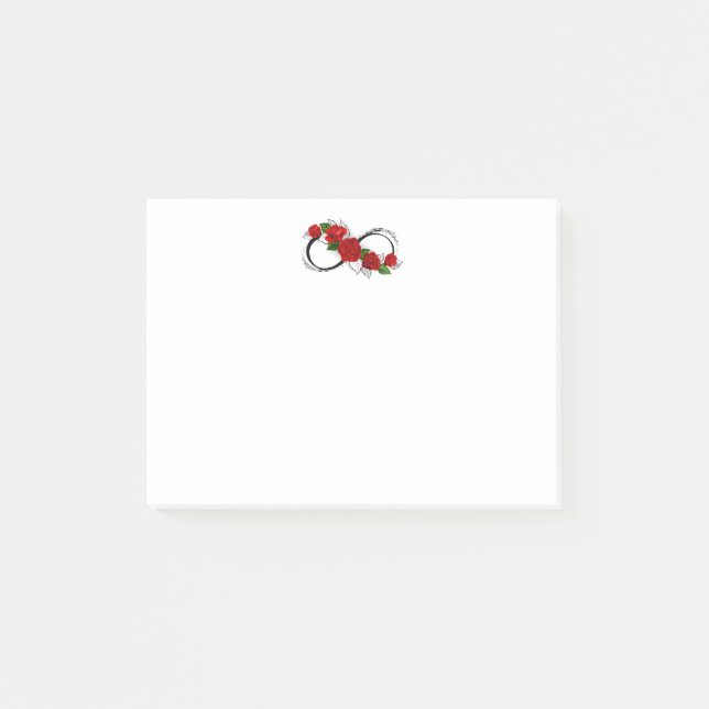 Infinity Symbol with Red Roses Post-it Notes (Front)
