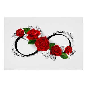 Infinity Symbol with Red Roses Poster