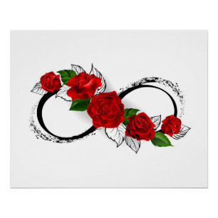 Infinity Symbol with Red Roses Poster