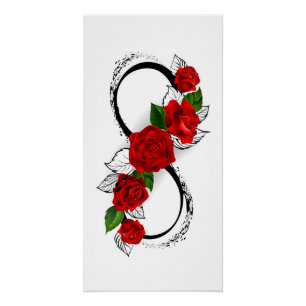 Infinity Symbol with Red Roses Poster