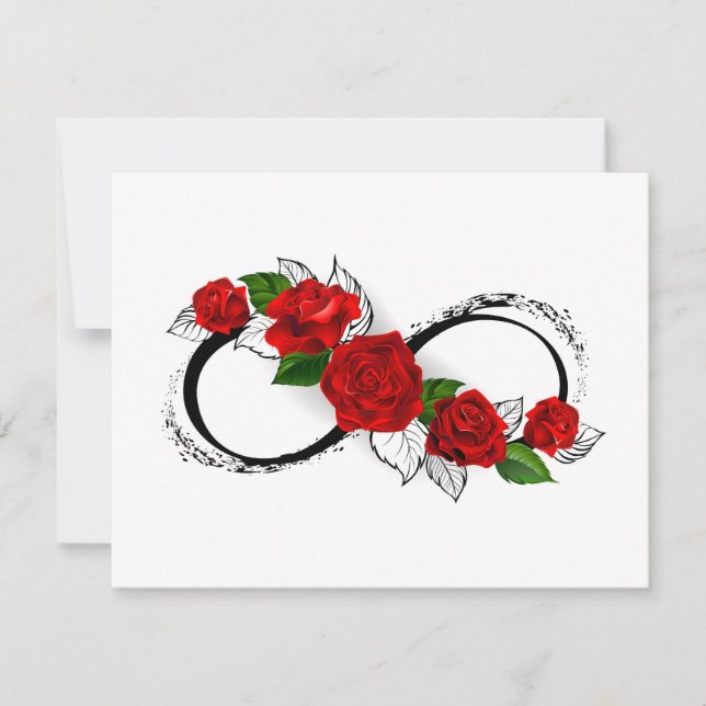 Infinity Symbol with Red Roses RSVP Card (Front)