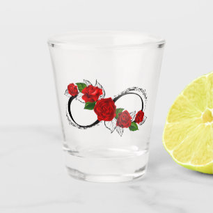 Infinity Symbol with Red Roses Shot Glass