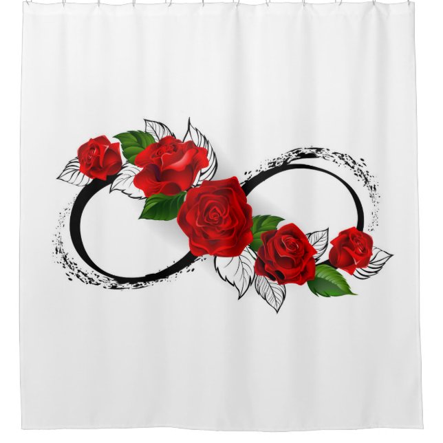 Infinity Symbol with Red Roses Shower Curtain (Front)