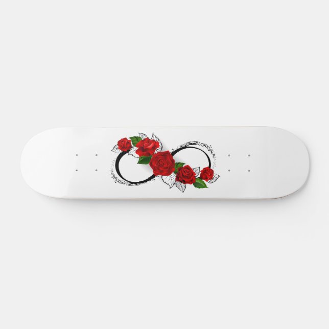 Infinity Symbol with Red Roses Skateboard (Horz)