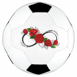 Infinity Symbol with Red Roses Soccer Ball