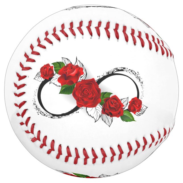 Infinity Symbol with Red Roses Softball (Front Left)