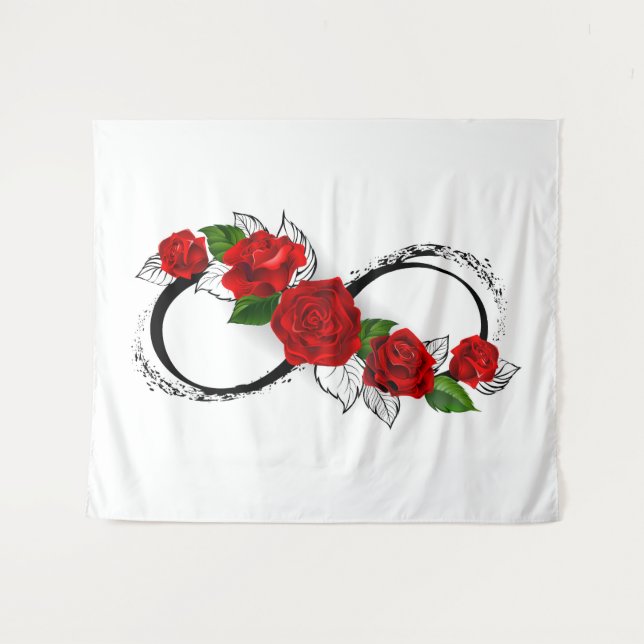 Infinity Symbol with Red Roses Tapestry (Front (Horizontal))