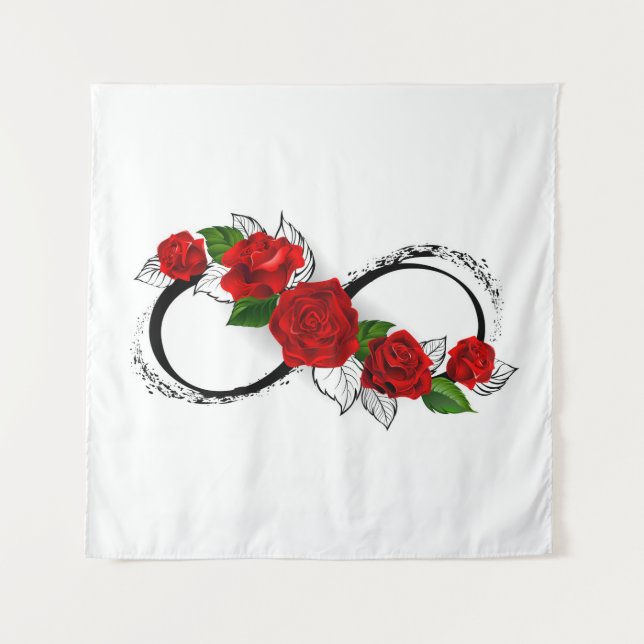 Infinity Symbol with Red Roses Tapestry (Front)