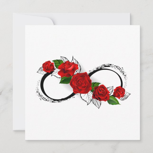Infinity Symbol with Red Roses Thank You Card (Front)