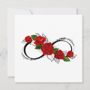 Infinity Symbol with Red Roses Thank You Card