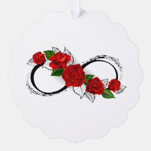 Infinity Symbol with Red Roses Tree Decoration Card