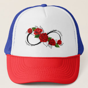 Infinity Symbol with Red Roses Trucker Hat