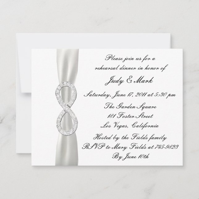 Infinity White Wedding Rehearsal Dinner Invitation (Front)