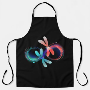 Infinity with glowing dragonflies apron