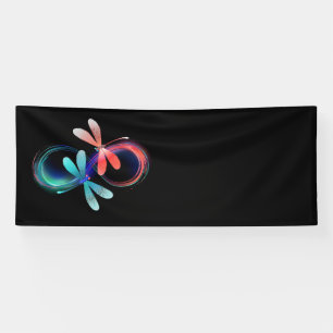 Infinity with glowing dragonflies banner