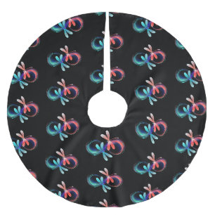 Infinity with glowing dragonflies brushed polyester tree skirt