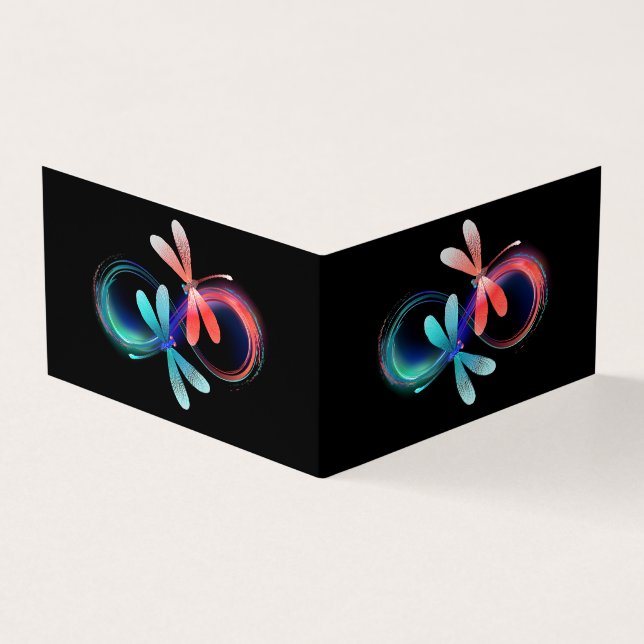 Infinity with glowing dragonflies business card (Outside)