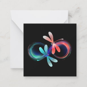 Infinity with glowing dragonflies card