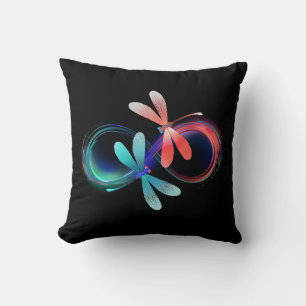 Infinity with glowing dragonflies cushion