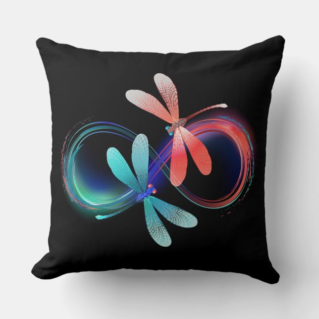 Infinity with glowing dragonflies cushion (Front)