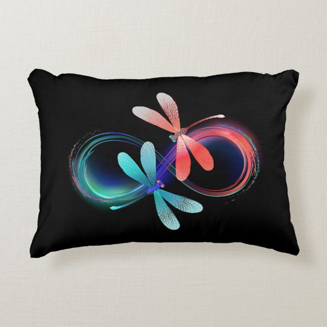 Infinity with glowing dragonflies decorative cushion (Front)