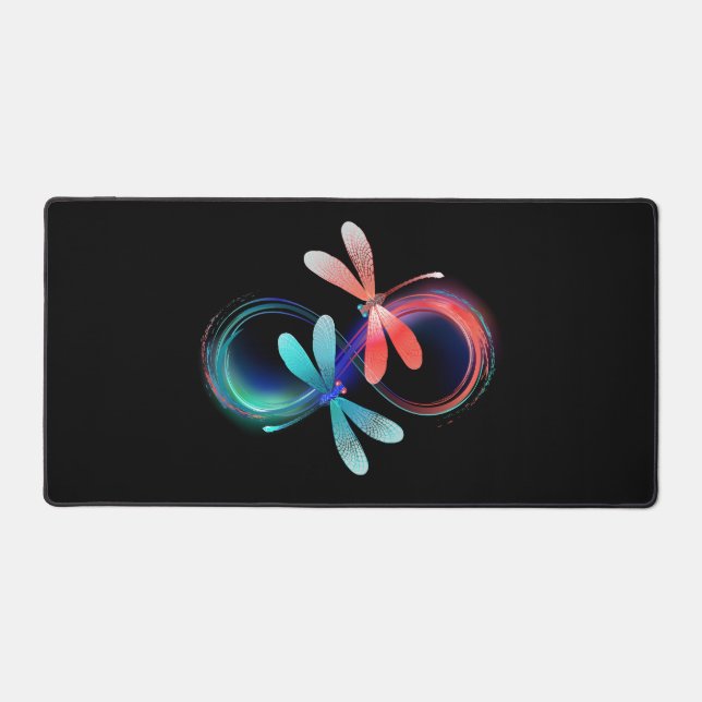 Infinity with glowing dragonflies desk mat (Front)