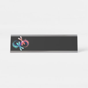 Infinity with glowing dragonflies desk name plate