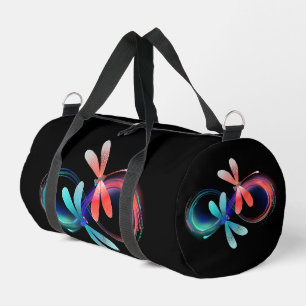 Infinity with glowing dragonflies duffle bag