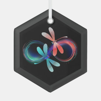 Infinity with glowing dragonflies glass tree decoration