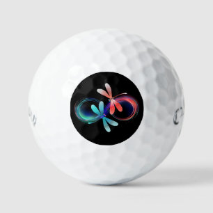Infinity with glowing dragonflies golf balls