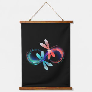 Infinity with glowing dragonflies hanging tapestry
