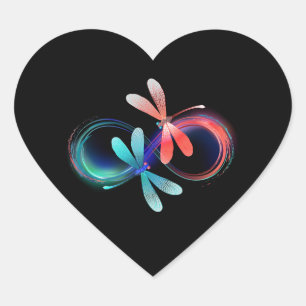 Infinity with glowing dragonflies heart sticker