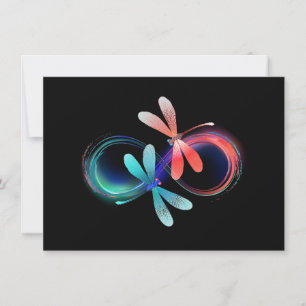 Infinity with glowing dragonflies holiday card