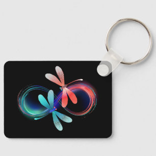 Infinity with glowing dragonflies key ring