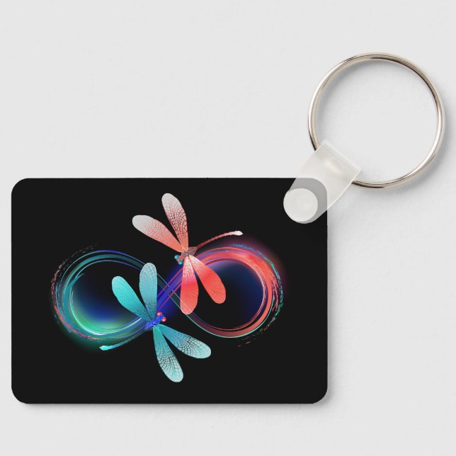 Infinity with glowing dragonflies key ring (Front)