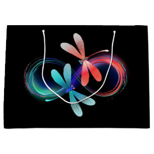 Infinity with glowing dragonflies large gift bag