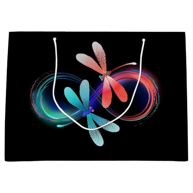 Infinity with glowing dragonflies large gift bag (Front)