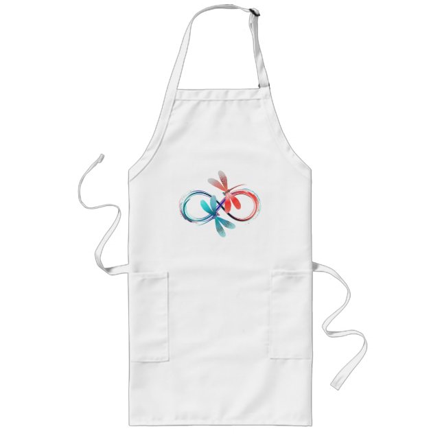 Infinity with glowing dragonflies long apron (Front)