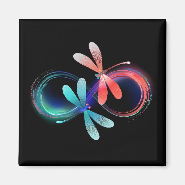 Infinity with glowing dragonflies magnet (Front)