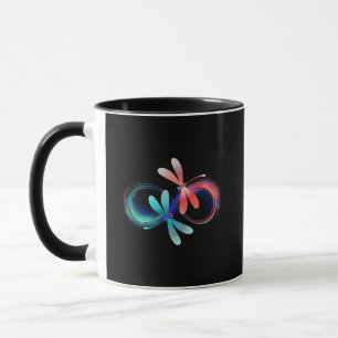Infinity with glowing dragonflies mug