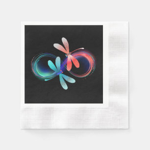 Infinity with glowing dragonflies napkin