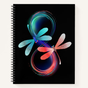 Infinity with glowing dragonflies notebook