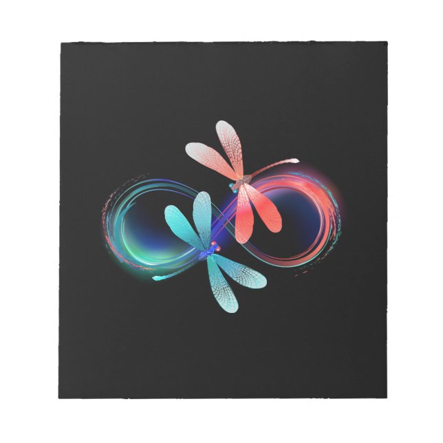 Infinity with glowing dragonflies notepad (Front)
