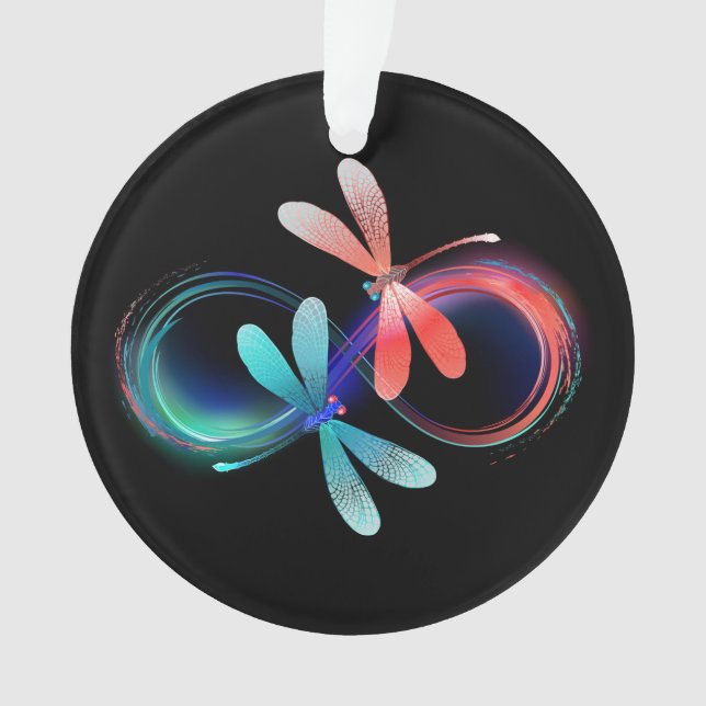 Infinity with glowing dragonflies ornament (Front)