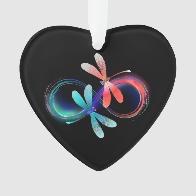 Infinity with glowing dragonflies ornament (Front)