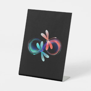 Infinity with glowing dragonflies pedestal sign