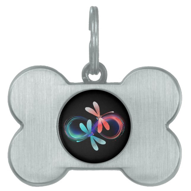 Infinity with glowing dragonflies pet ID tag (Front)