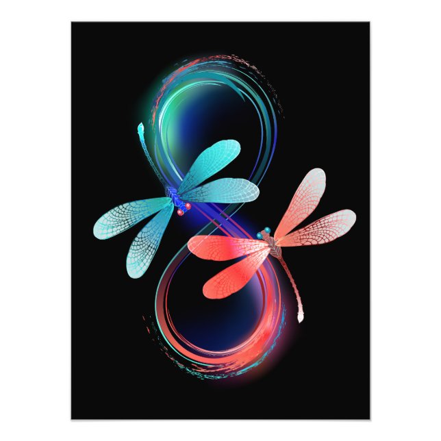 Infinity with glowing dragonflies photo print (Front)