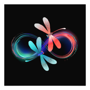 Infinity with glowing dragonflies photo print